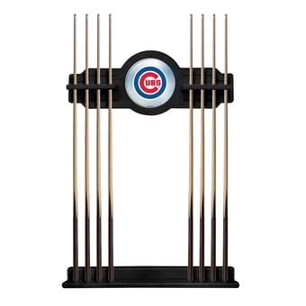 Black Chicago Cubs Eight Stick Wood Pool Cue Rack