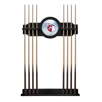 Black Cleveland Guardians Eight Stick Wood Pool Cue Rack