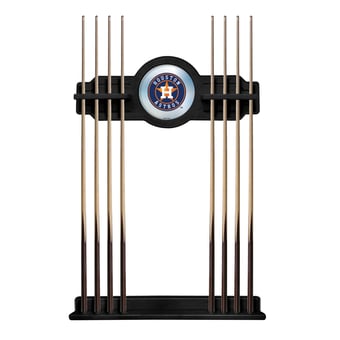 Black Houston Astros Eight Stick Wood Pool Cue Rack