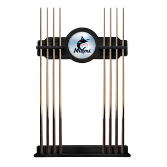 Black Miami Marlins Eight Stick Wood Pool Cue Rack
