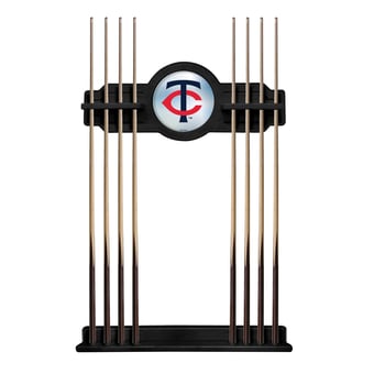 Black Minnesota Twins Eight Stick Wood Pool Cue Rack