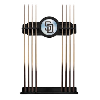 Black San Diego Padres Eight Stick Wood Pool Cue Rack