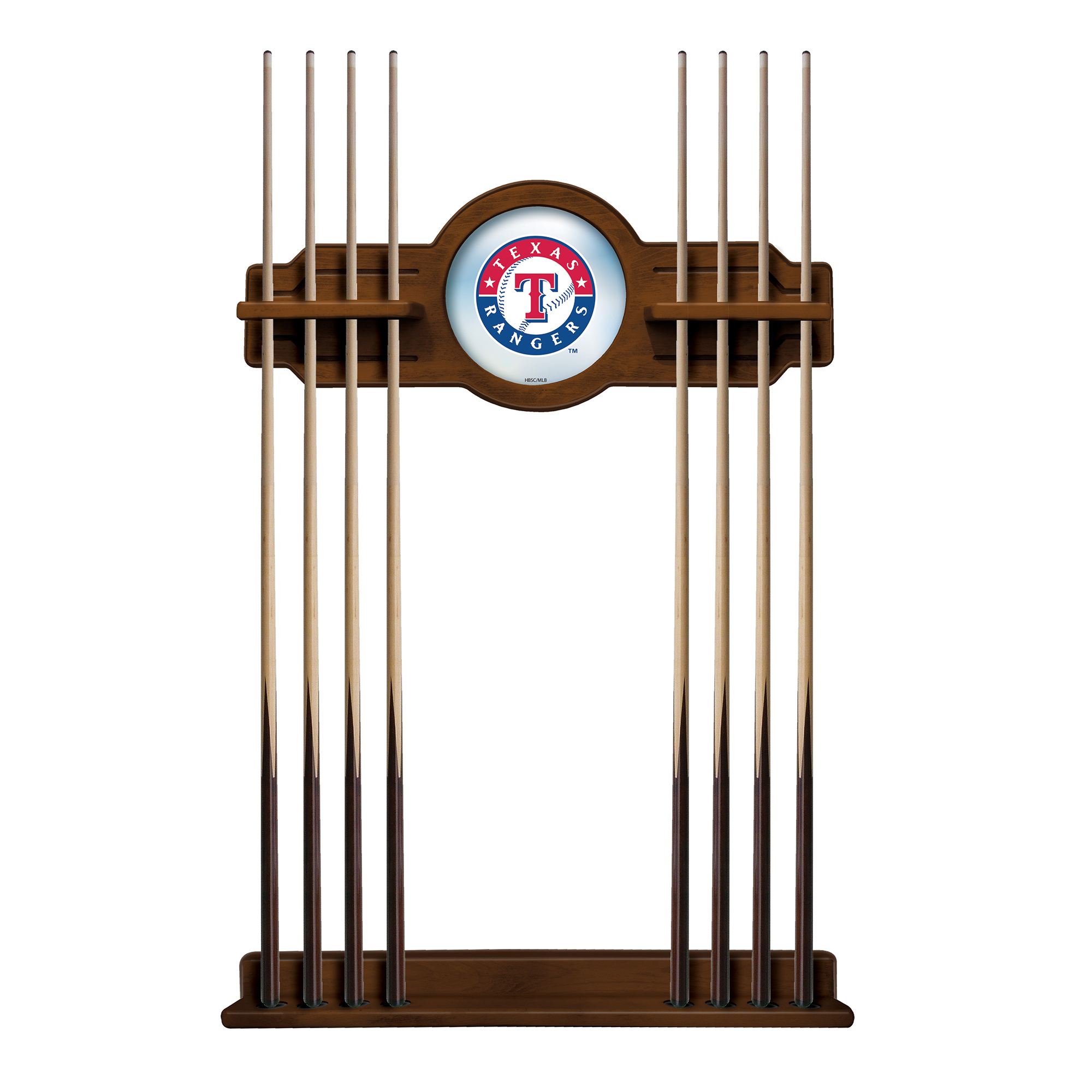 Chardonnay Texas Rangers Eight Stick Wood Pool Cue Rack