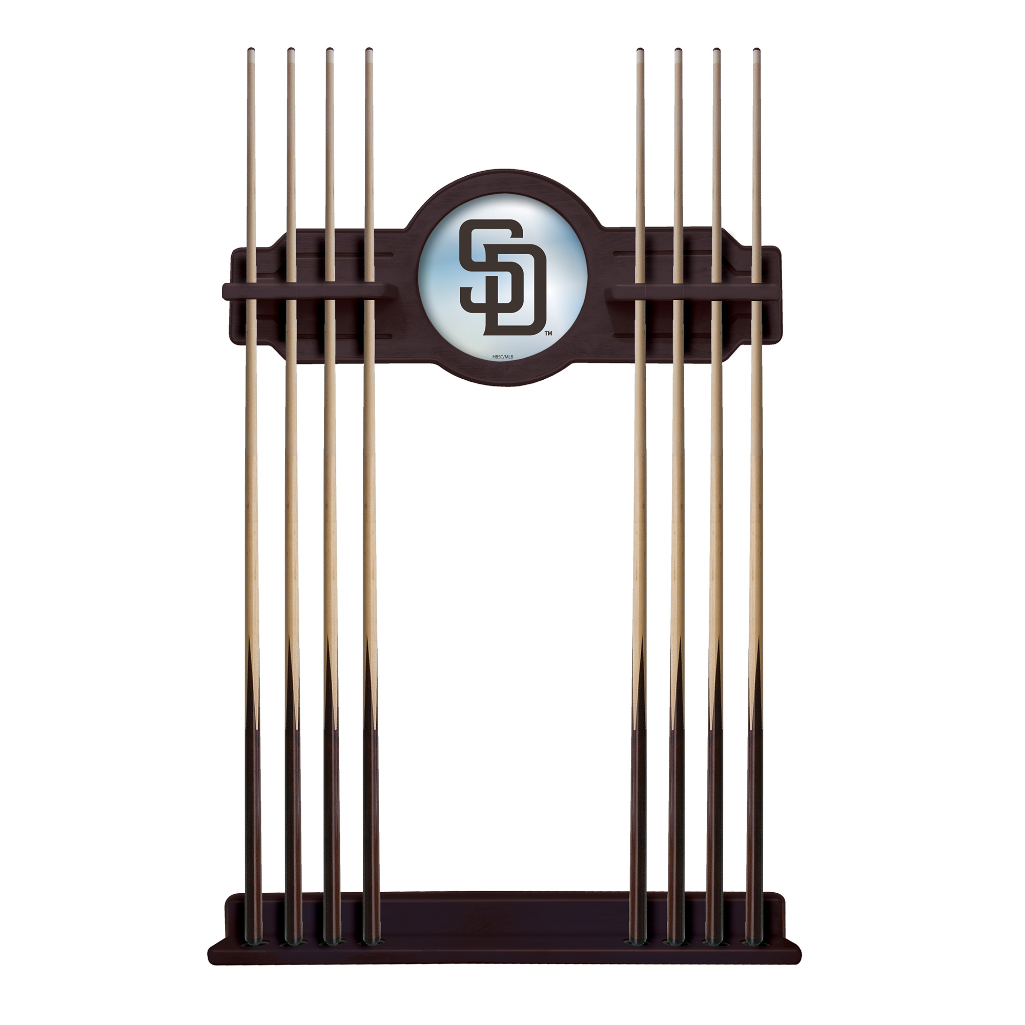 English Tudor San Diego Padres Eight Stick Wood Pool Cue Rack