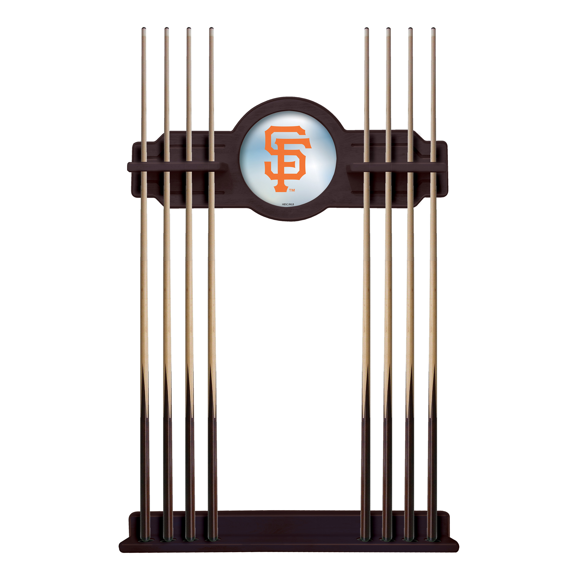 English Tudor San Francisco Giants Eight Stick Wood Pool Cue Rack