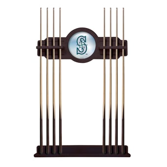 English Tudor Seattle Mariners Eight Stick Wood Pool Cue Rack