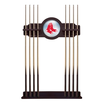English Tudor Boston Red Sox Eight Stick Wood Pool Cue Rack