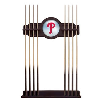 English Tudor Philadelphia Phillies Eight Stick Wood Pool Cue Rack