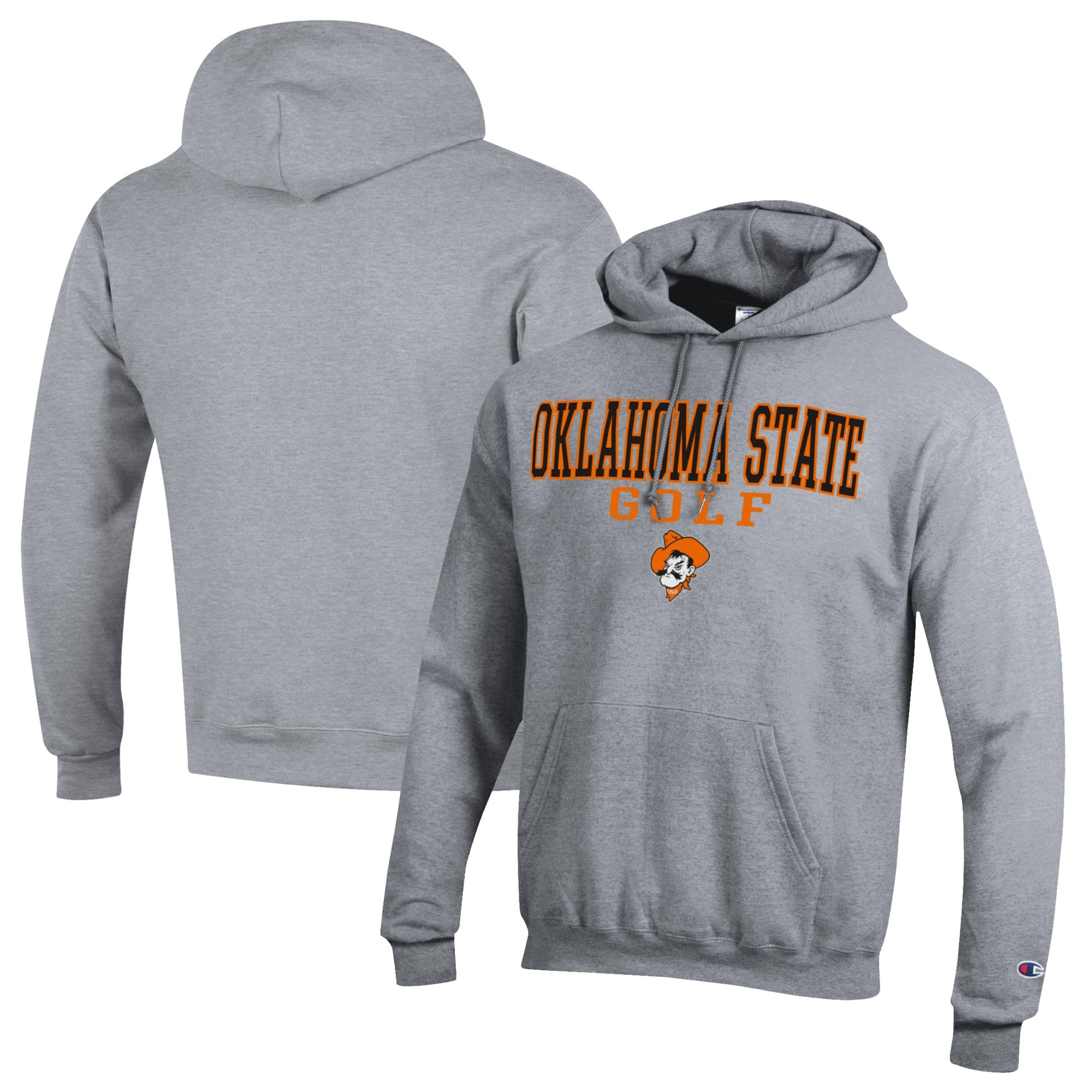 Men's Champion  Gray Oklahoma State Cowboys Stacked Golf Powerblend Pullover Hoodie