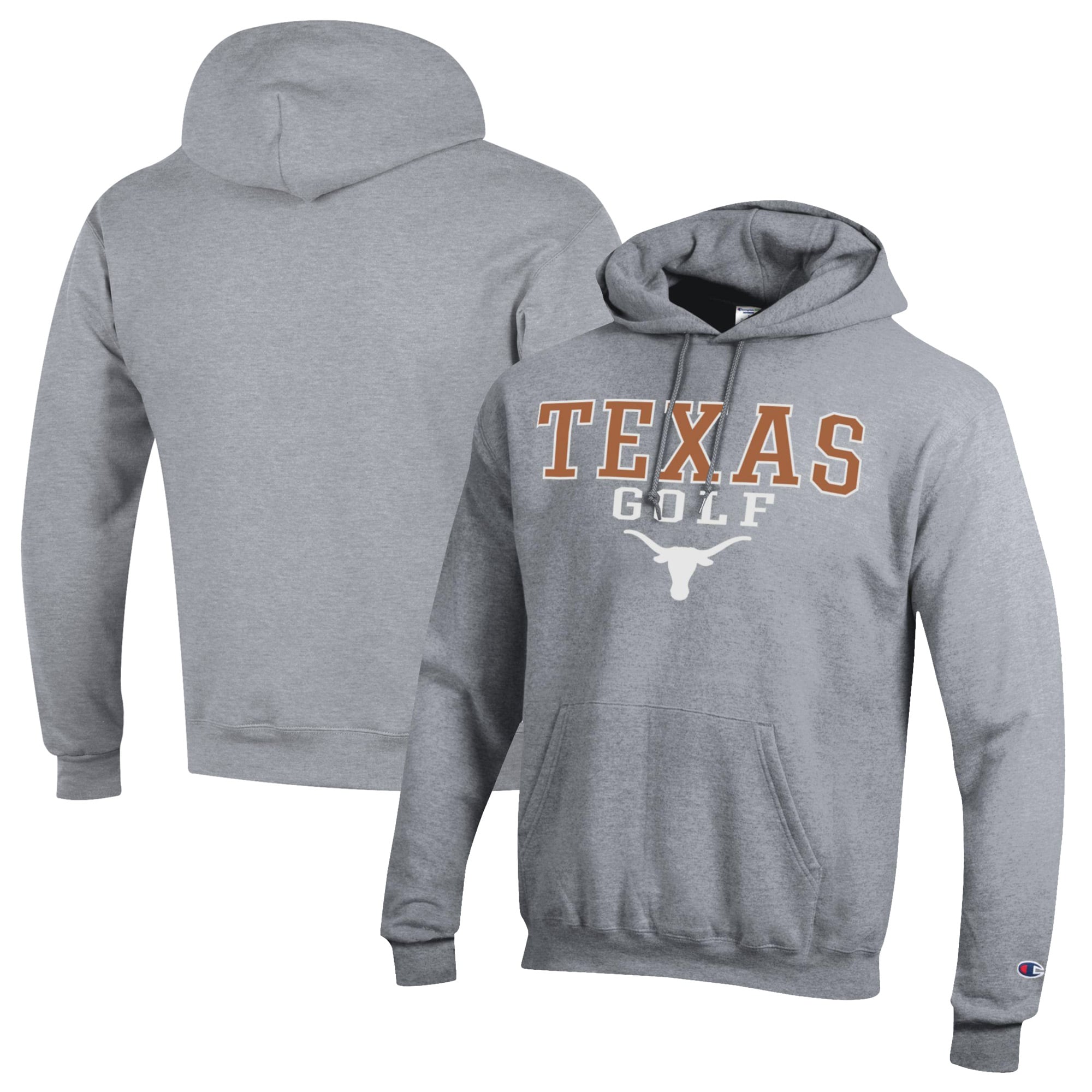 Men's Champion  Gray Texas Longhorns Stacked Golf Powerblend Pullover Hoodie