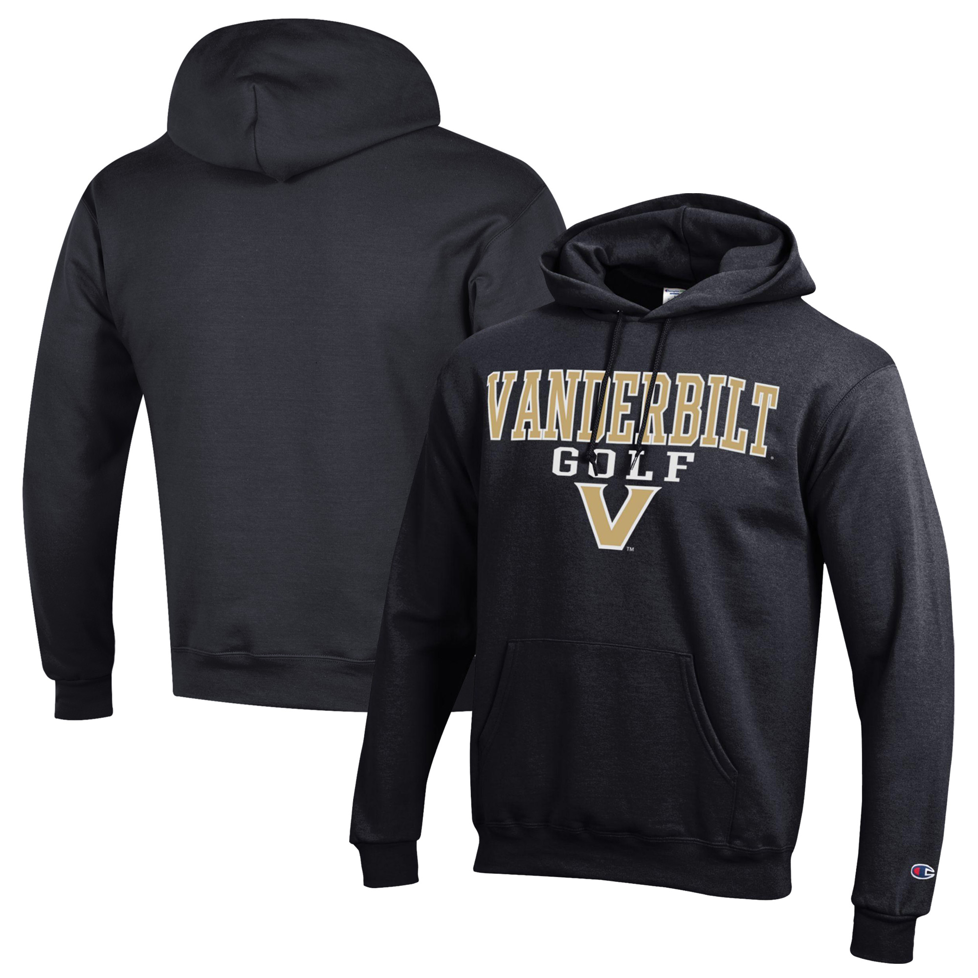 Men’s Champion Black Vanderbilt Commodores Stacked Golf Powerblend Pullover Hoodie Men’s Champion Black Vanderbilt Commodores Stacked Golf Powerblend Pullover Hoodie