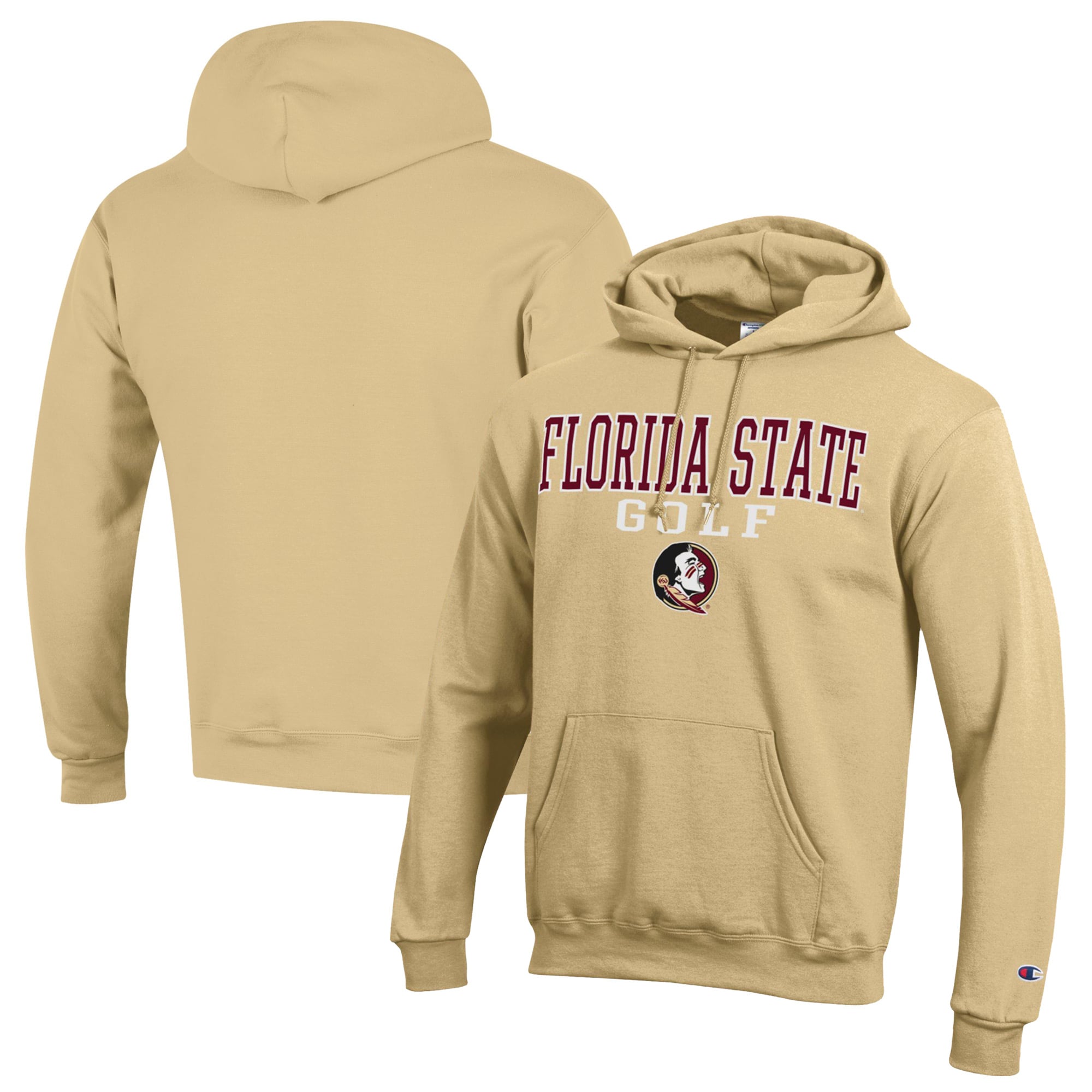 Men's Champion  Gold Florida State Seminoles Stacked Golf Powerblend Pullover Hoodie