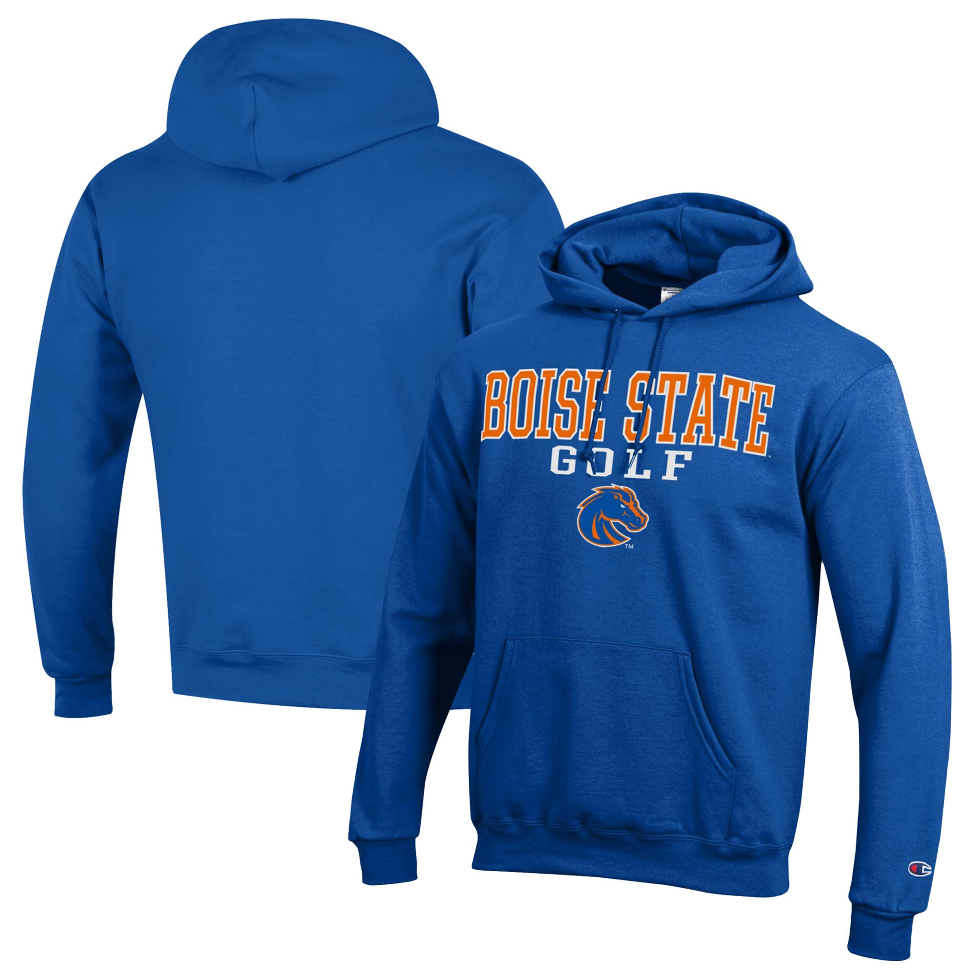 Men's Champion  Royal Boise State Broncos Stacked Golf Powerblend Pullover Hoodie