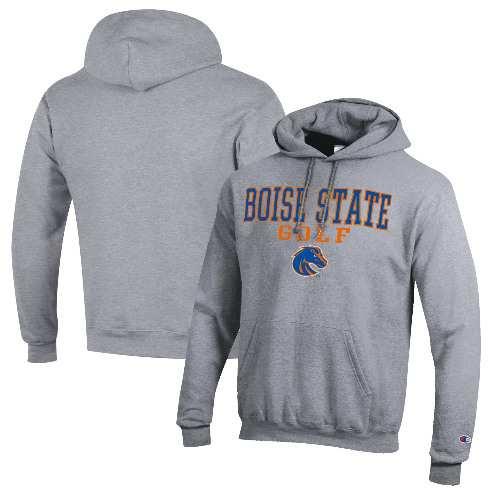 Men's Champion  Gray Boise State Broncos Stacked Golf Powerblend Pullover Hoodie