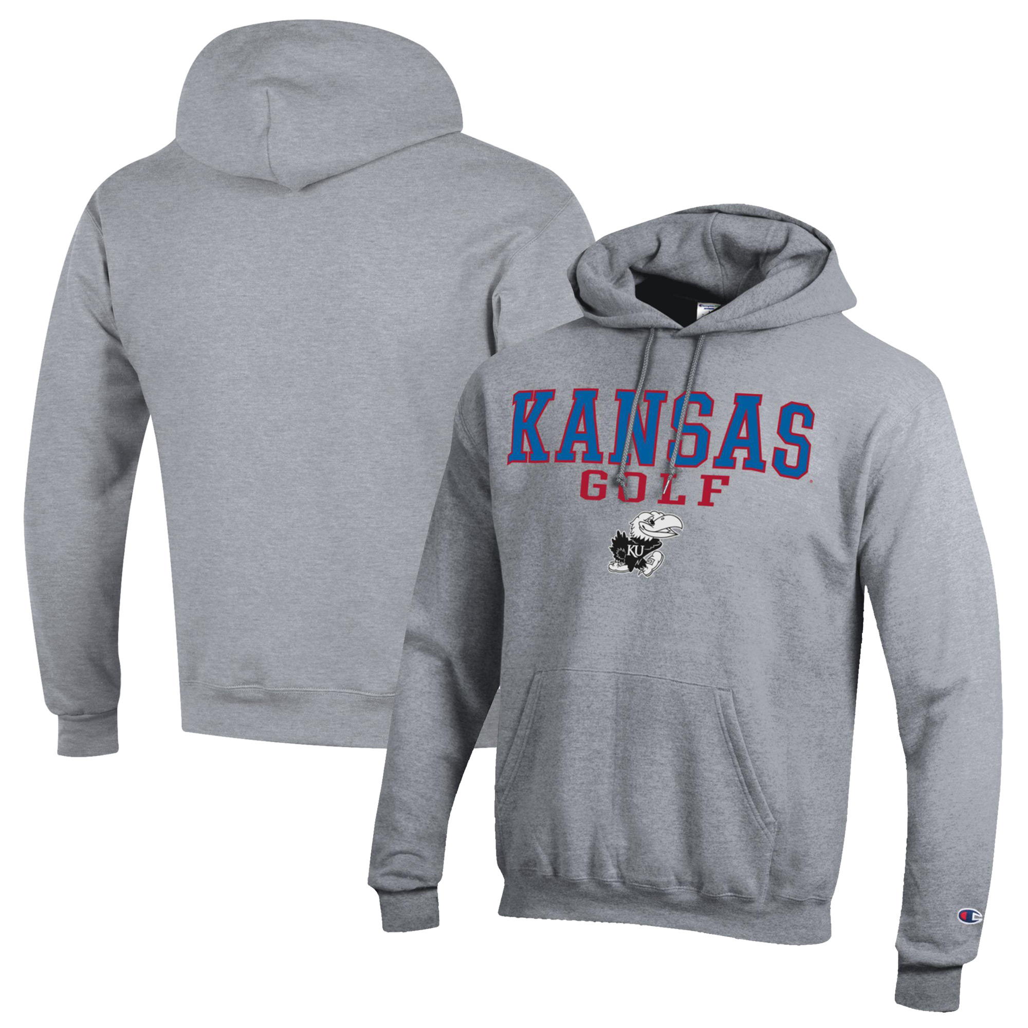 Men’s Champion Gray Kansas Jayhawks Stacked Golf Powerblend Pullover Hoodie Men’s Champion Gray Kansas Jayhawks Stacked Golf Powerblend Pullover Hoodie