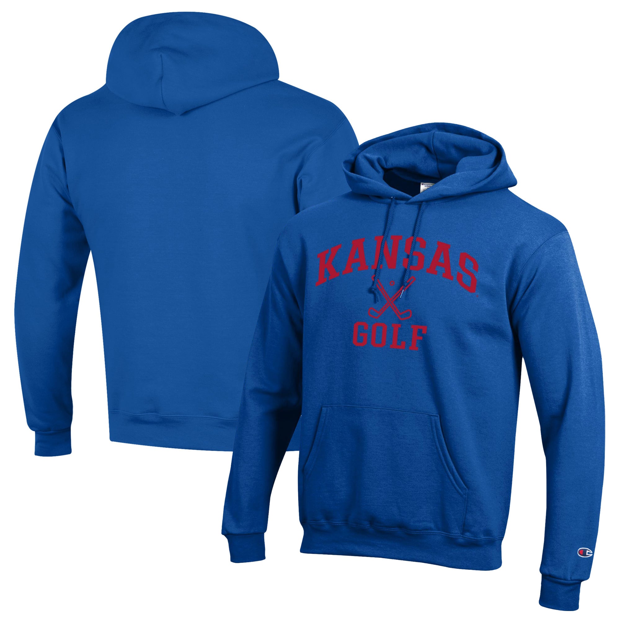 Men's Champion  Royal Kansas Jayhawks Icon Golf Powerblend Pullover Hoodie