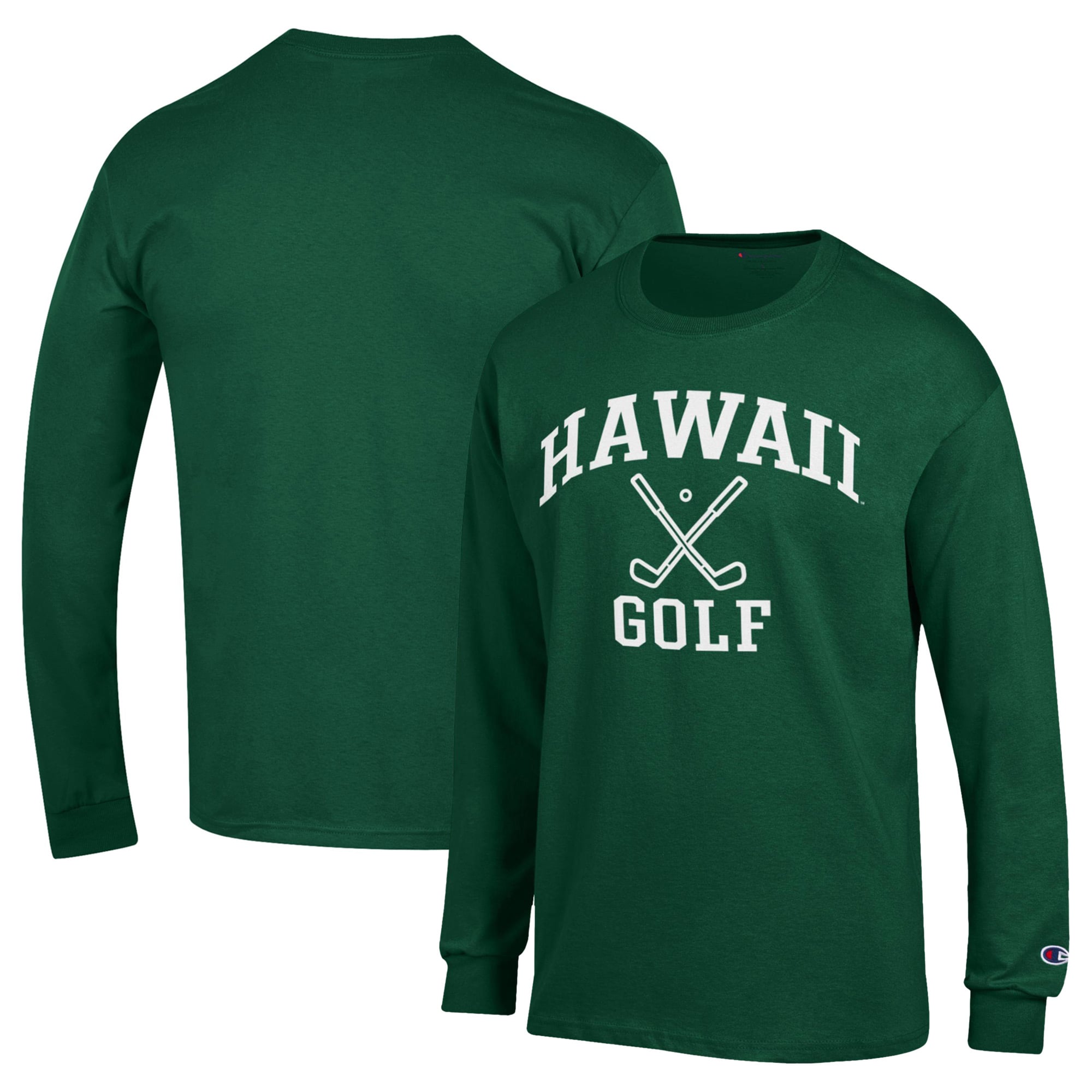 Men's Champion  Green Hawaii Rainbow Warriors Long Sleeve T-Shirt