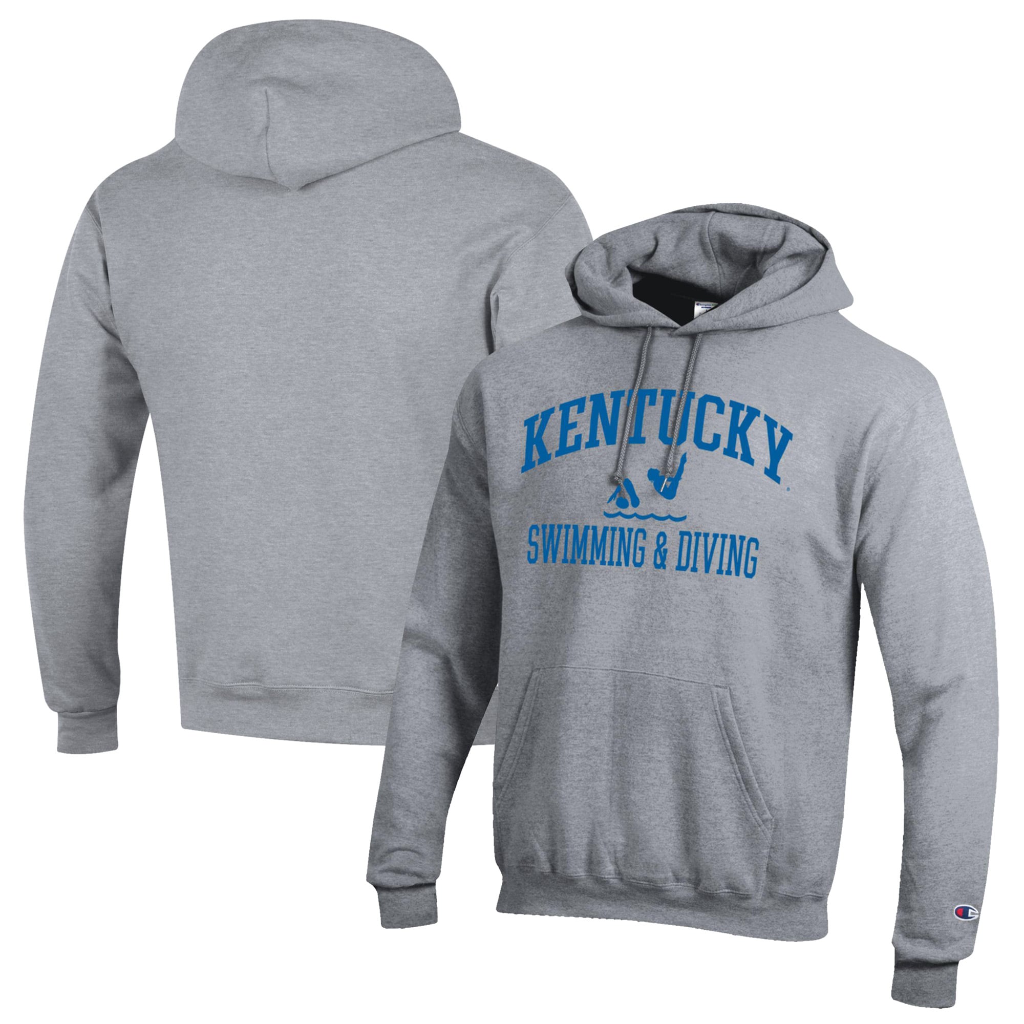 Men's Champion  Gray Kentucky Wildcats Swim & Dive Icon Powerblend Pullover Hoodie