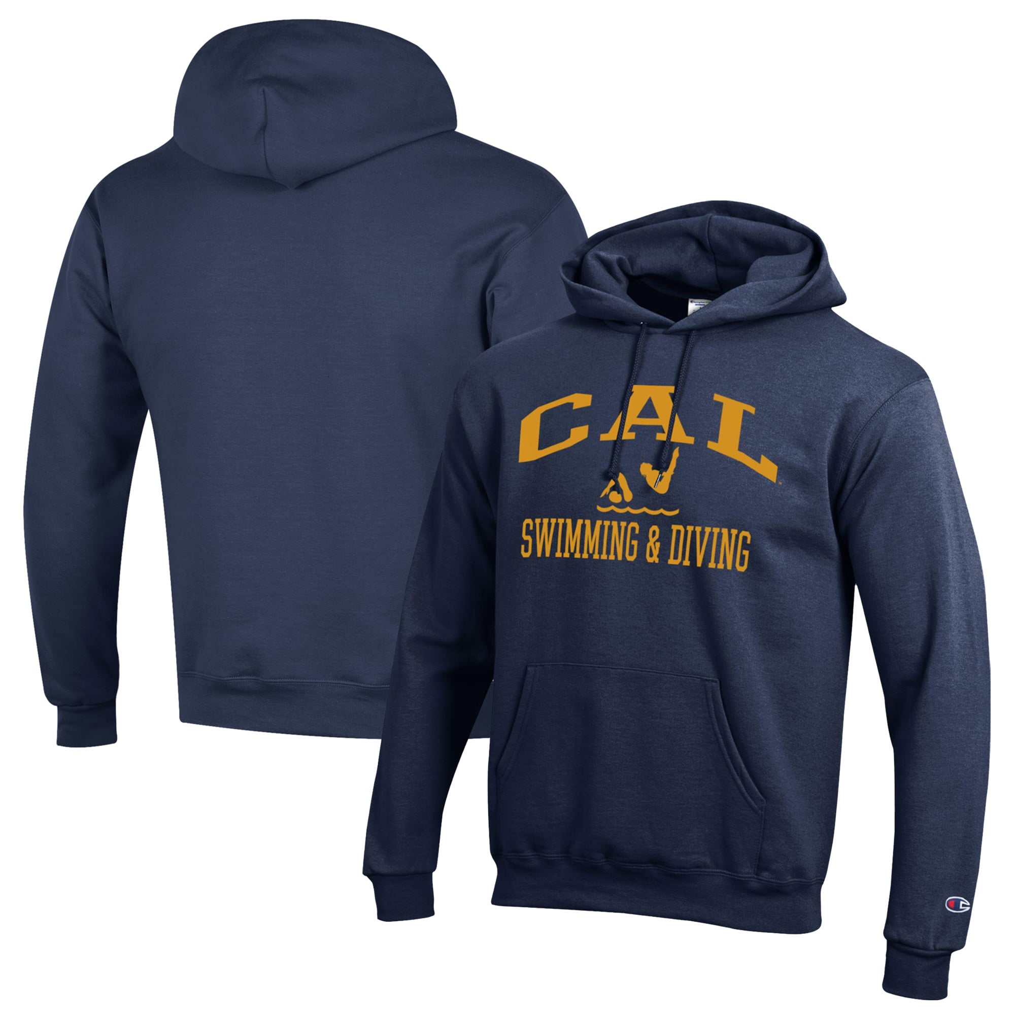 Men's Champion  Navy Cal Bears Swim & Dive Icon Powerblend Pullover Hoodie