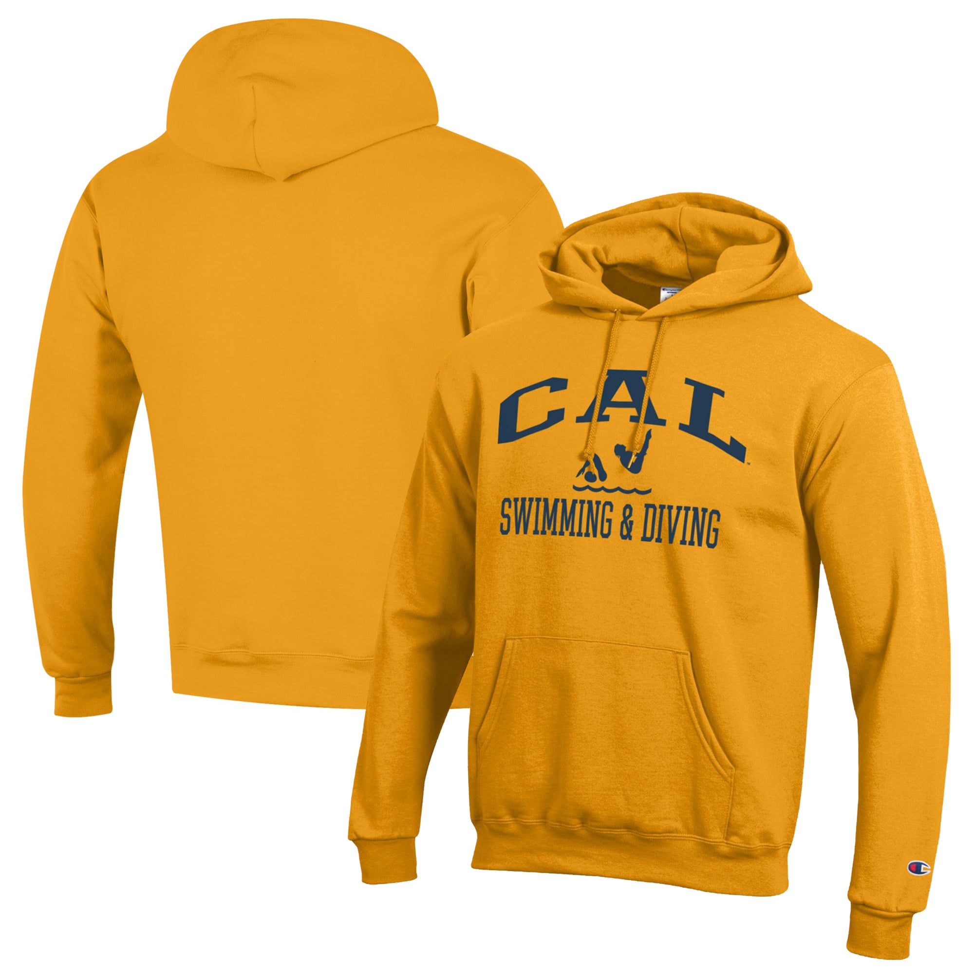Men's Champion  Gold Cal Bears Swim & Dive Icon Powerblend Pullover Hoodie