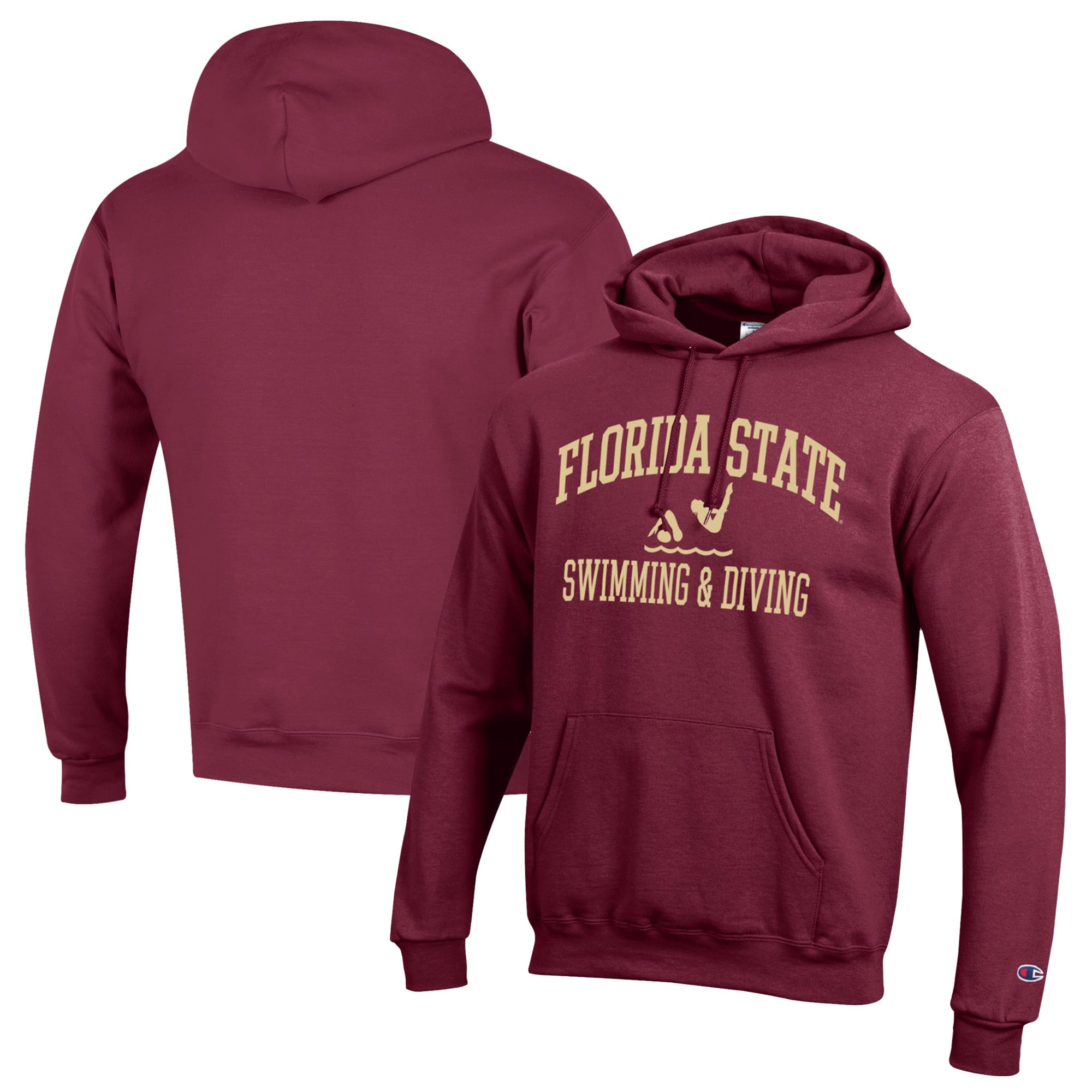 Men's Champion  Garnet Florida State Seminoles Swim & Dive Icon Powerblend Pullover Hoodie