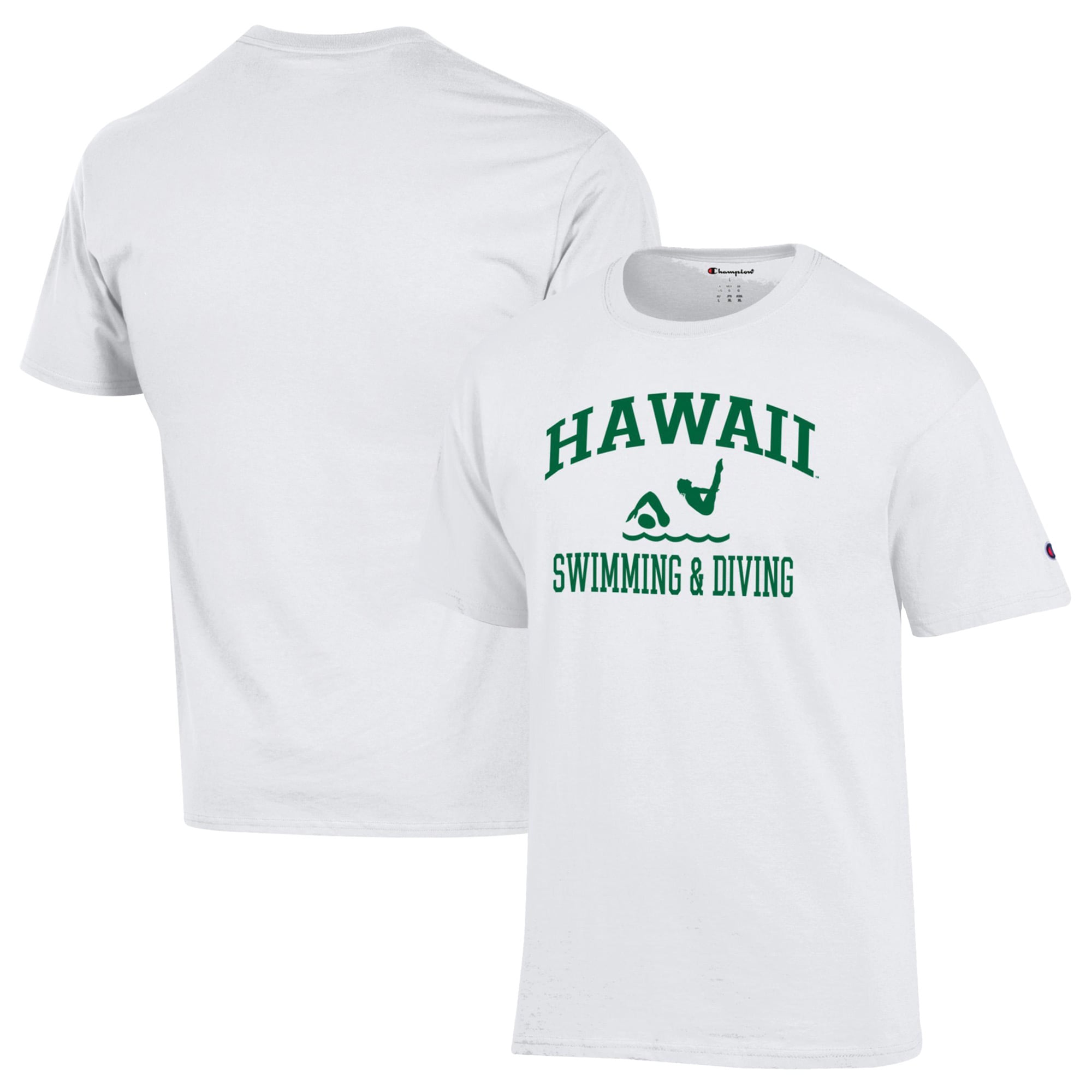Men's Champion  White Hawaii Rainbow Warriors Swim & Dive Icon T-Shirt