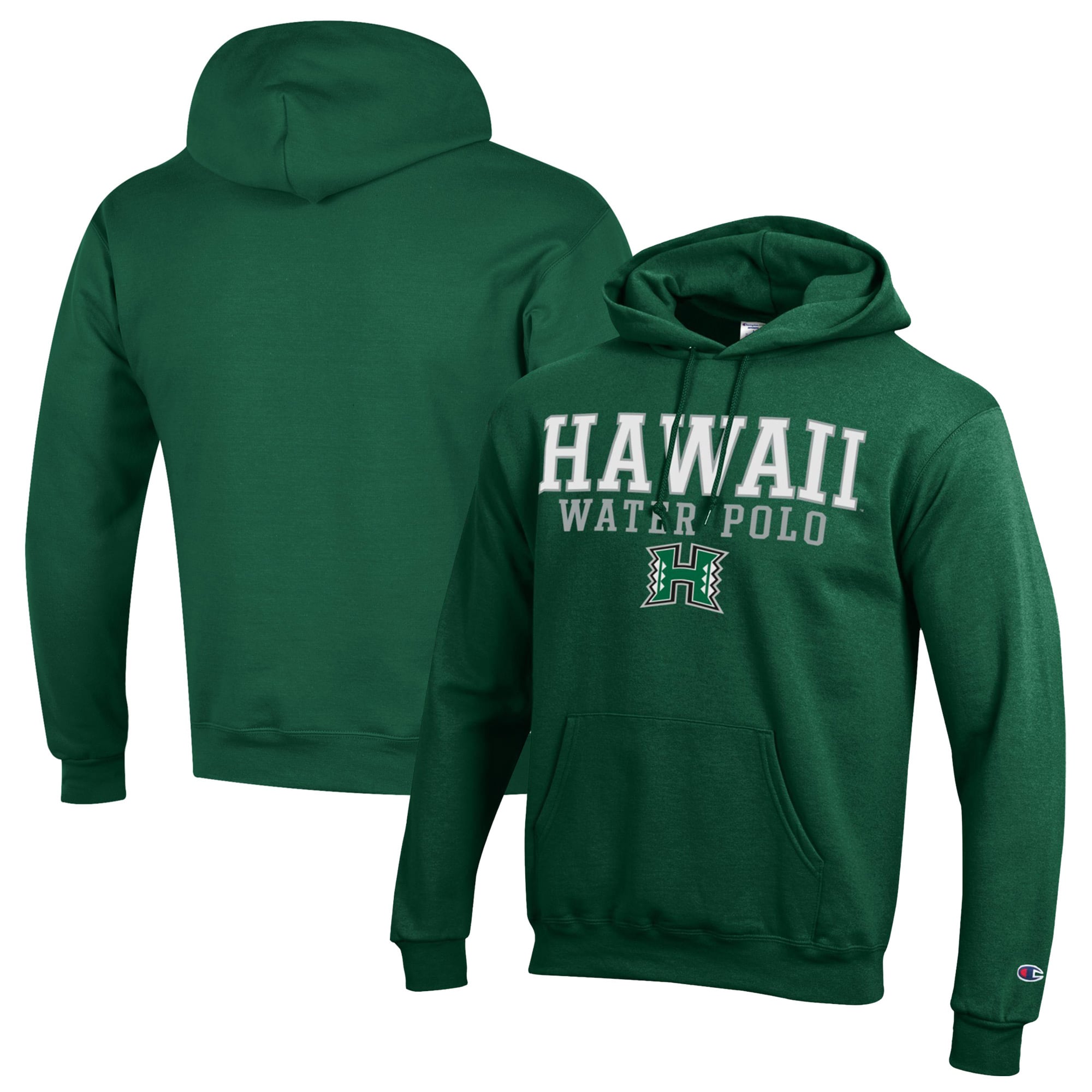 Men's Champion  Green Hawaii Rainbow Warriors Powerblend Pullover Hoodie