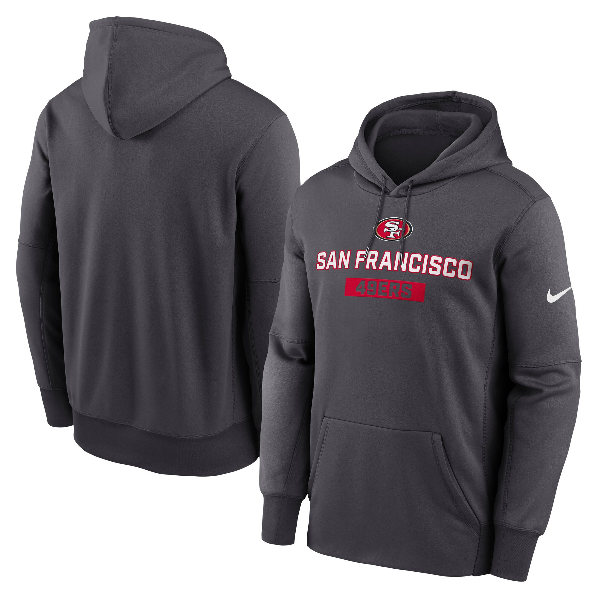 Men's Nike Anthracite San Francisco 49ers Toss Sweep Therma Hoodie