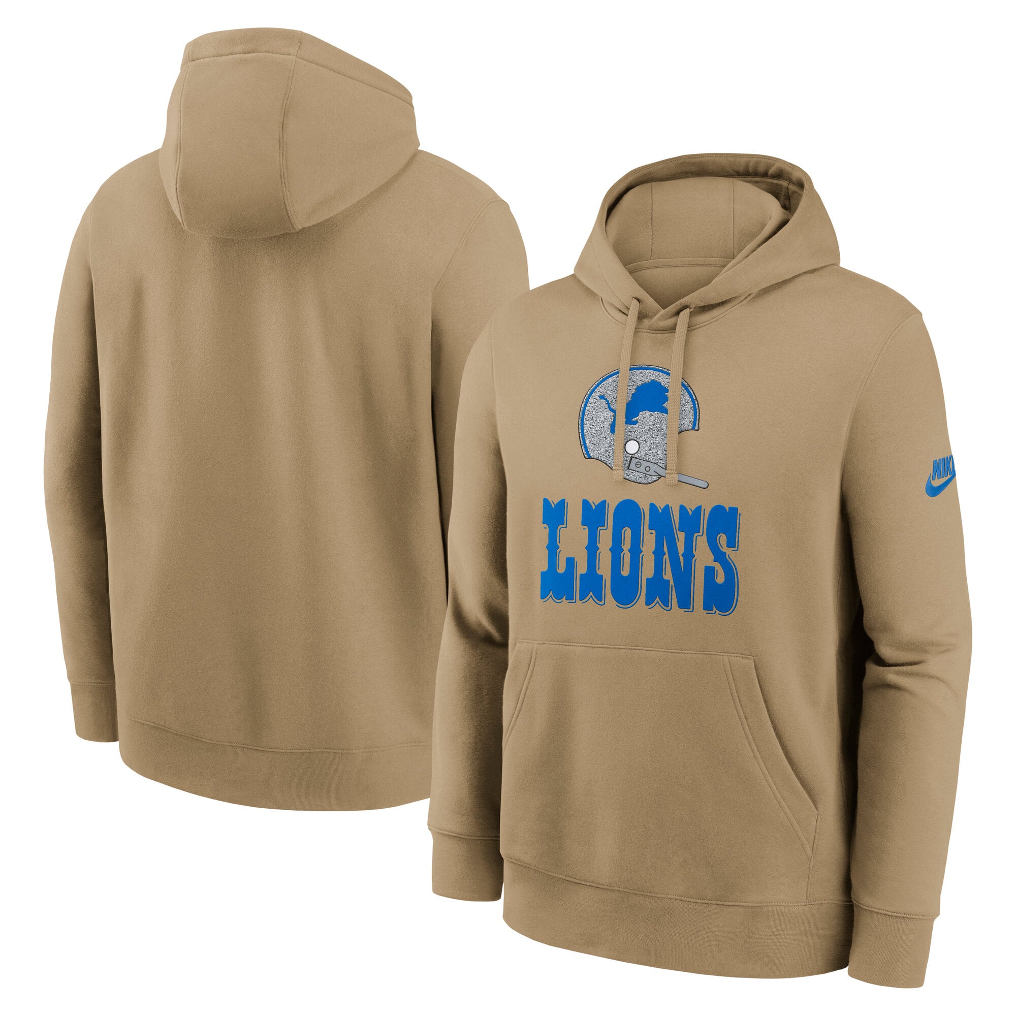 Men's Nike Tan Detroit Lions Best Season Rewind Club Pullover Hoodie