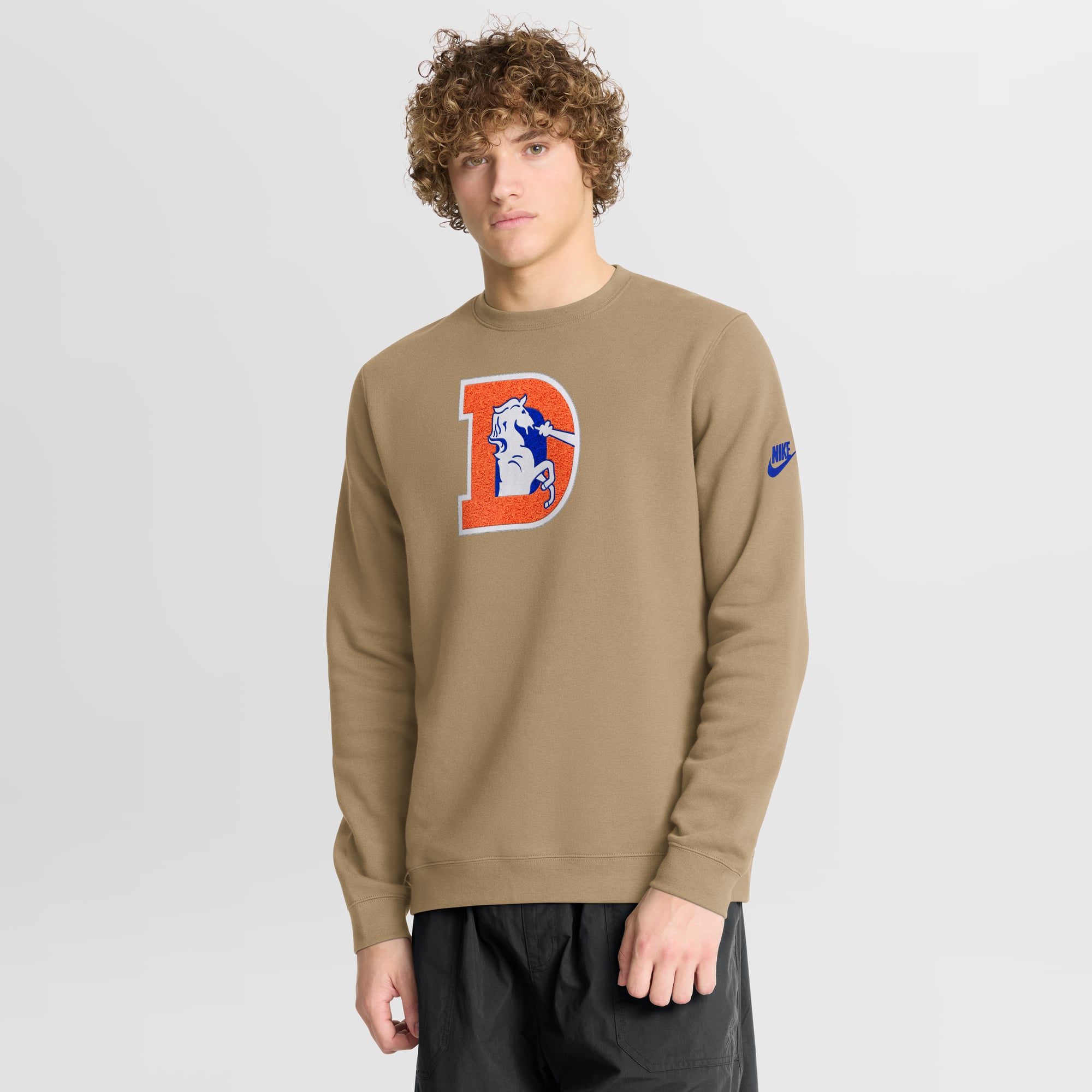 Men's Nike Tan Denver Broncos Swing Pass Rewind Club Pullover Sweatshirt
