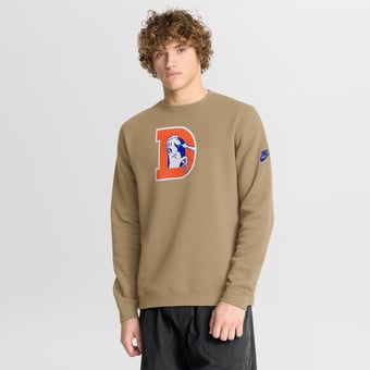Men's Nike Tan Denver Broncos Swing Pass Rewind Club Pullover Sweatshirt