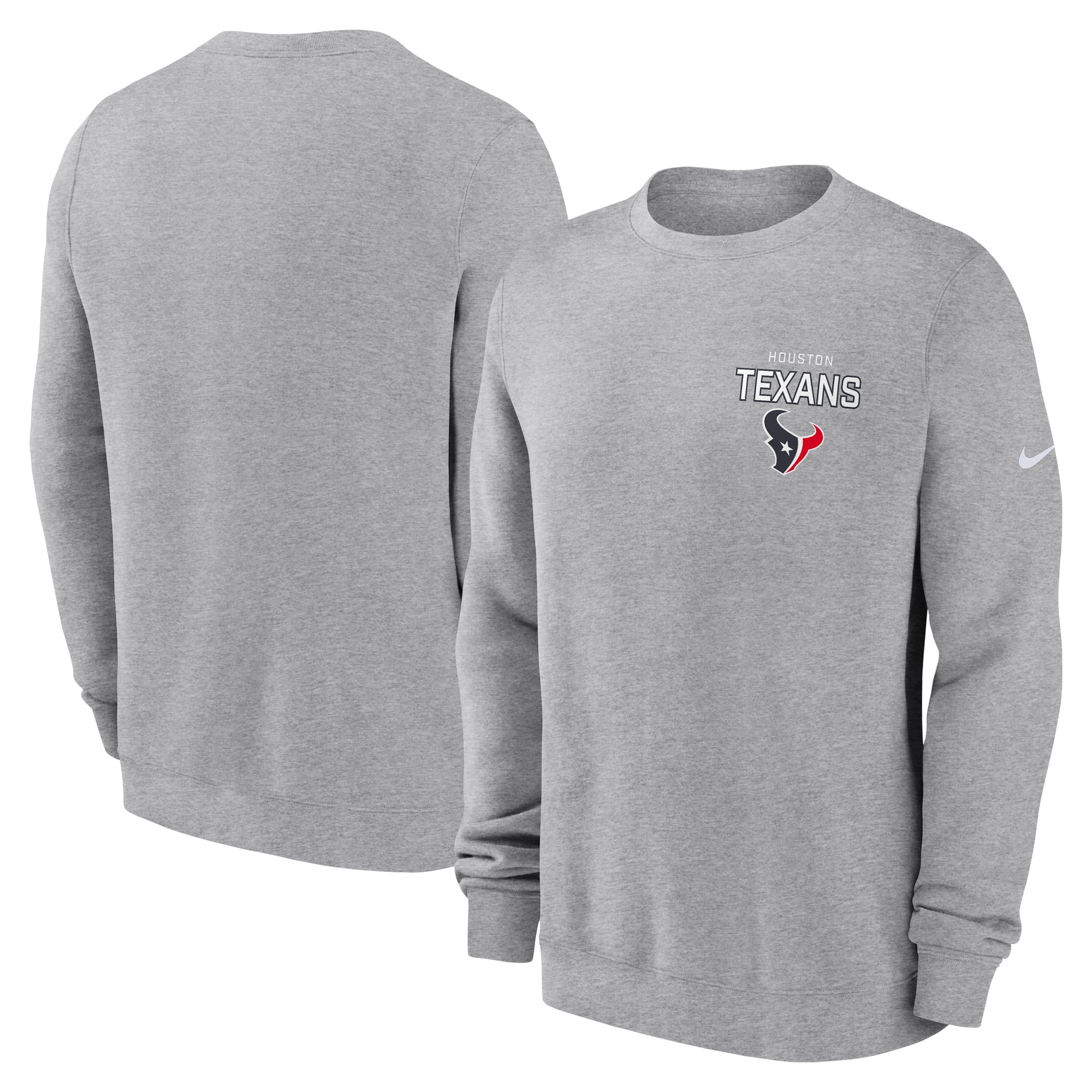 Men’s Nike Heather Gray Houston Texans Primetime Club Fleece Pullover Sweatshirt Men’s Nike Heather Gray Houston Texans Primetime Club Fleece Pullover Sweatshirt