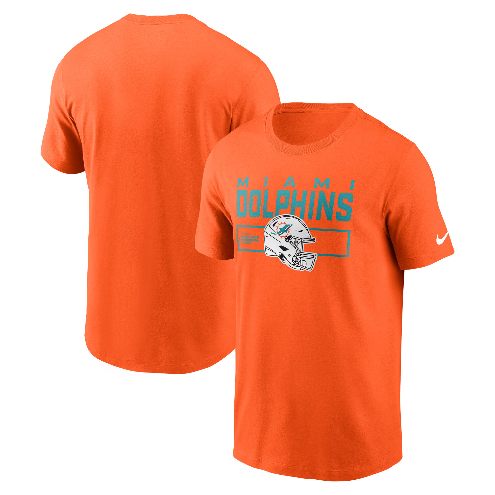Men's Nike Orange Miami Dolphins Primetime Helmet Essential T-Shirt