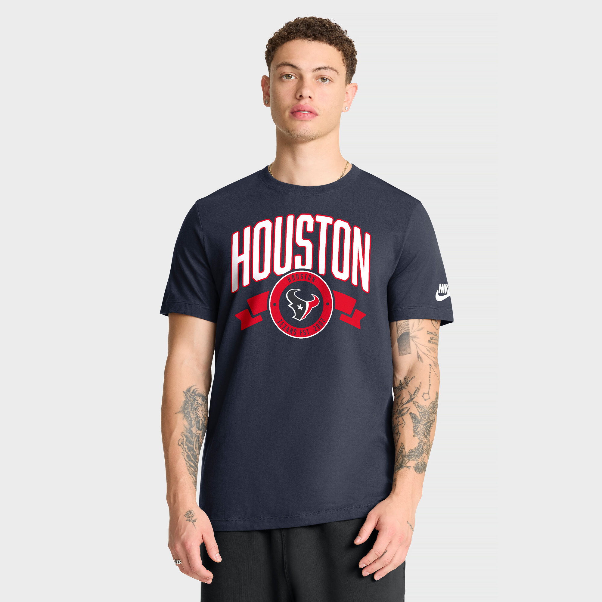 Men's Nike Navy Houston Texans Rewind Front and Back Hit Essential T-Shirt