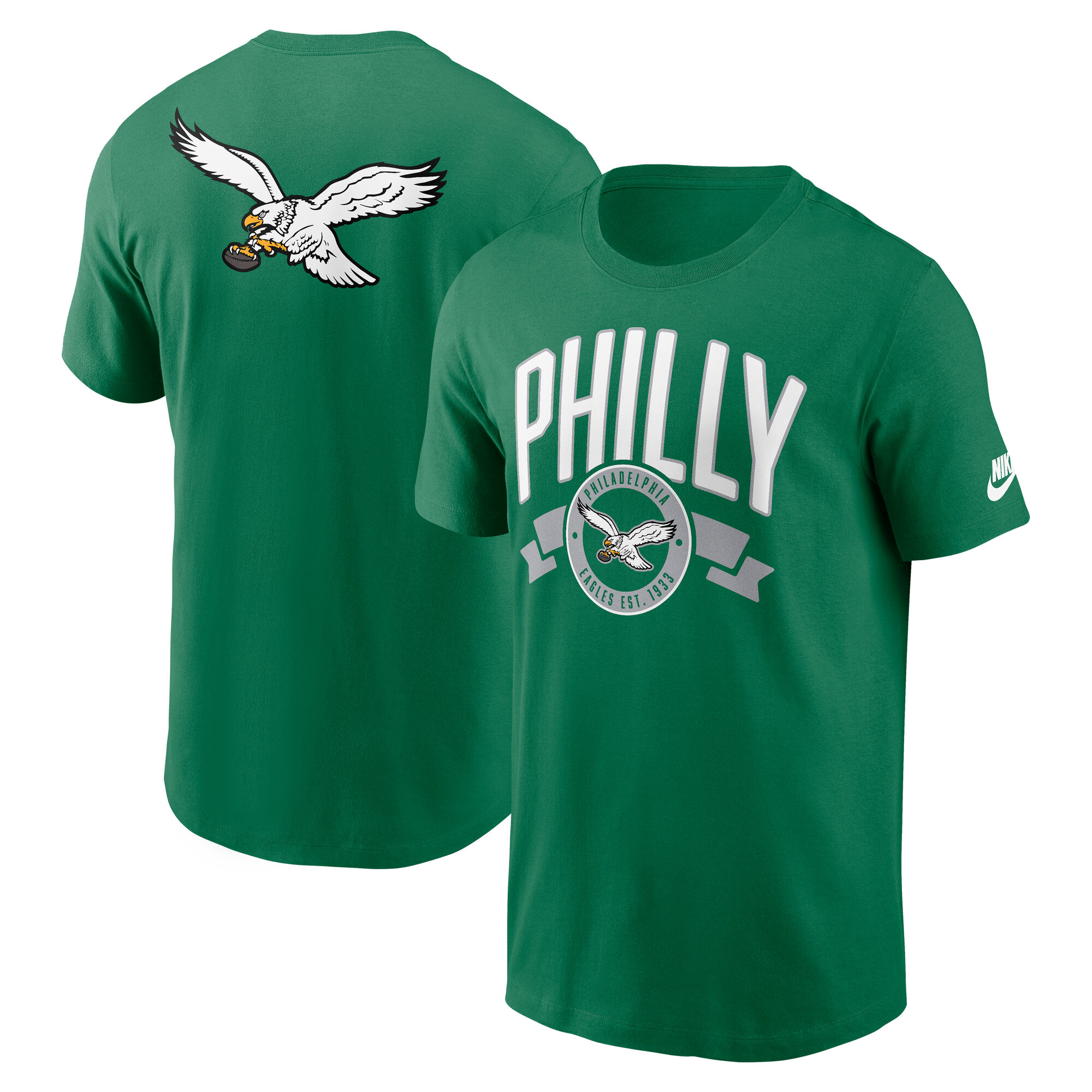 Men's Nike Kelly Green Philadelphia Eagles Rewind Front and Back Hit Essential T-Shirt