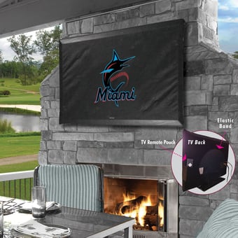 Black Miami Marlins 46" x 28" TV Cover