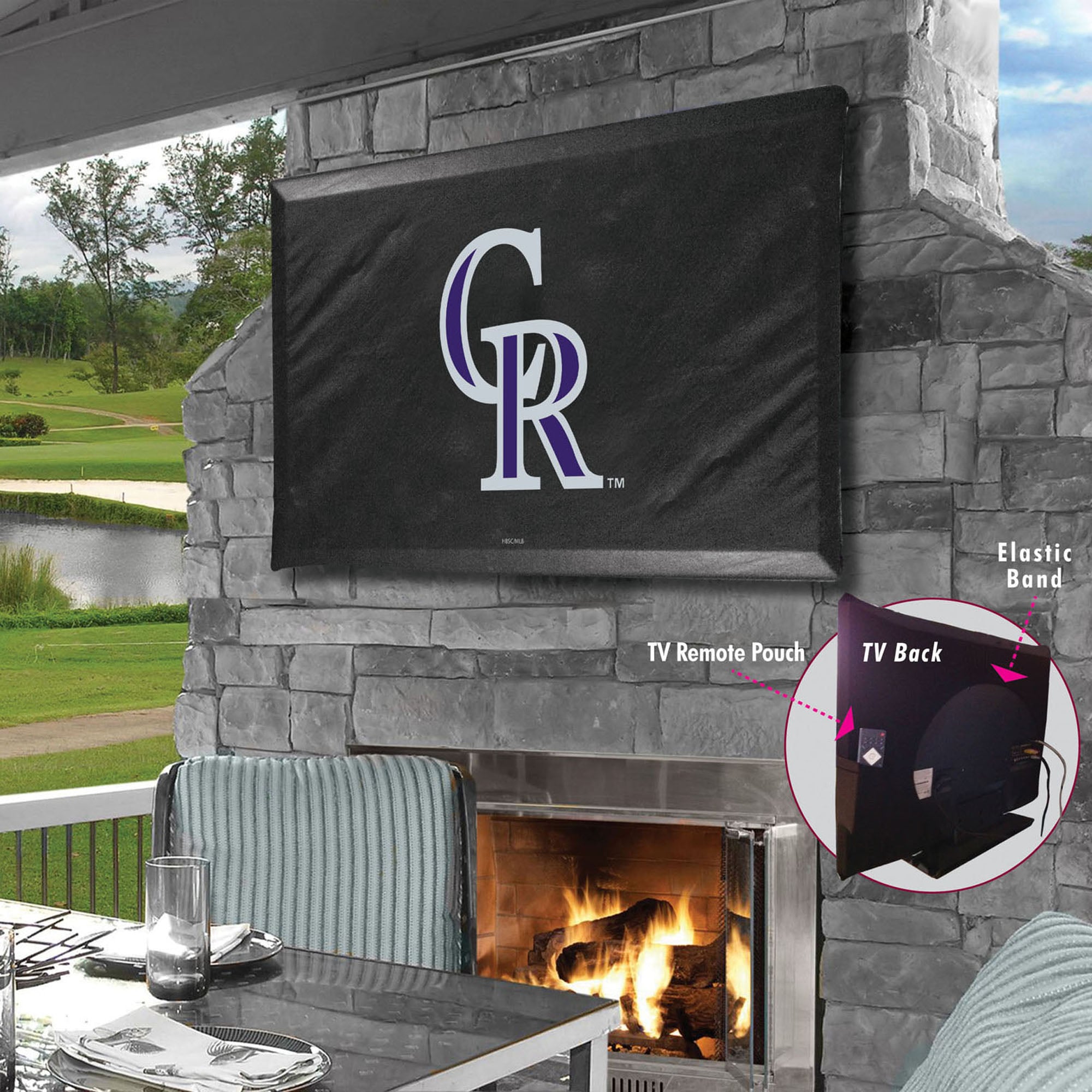 Black Colorado Rockies 55" x 31" TV Cover