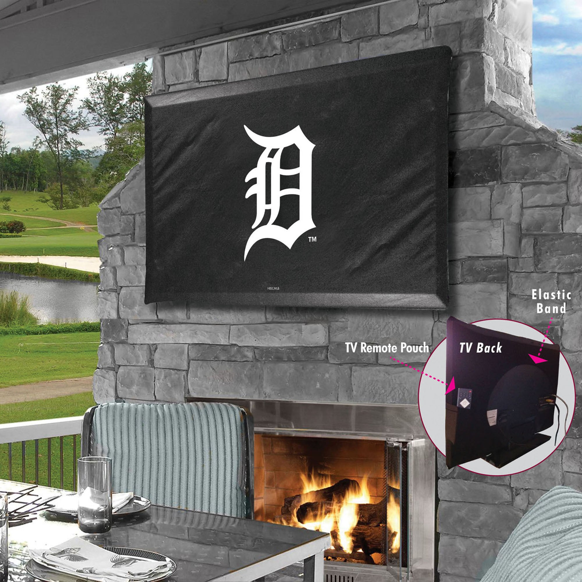 Black Detroit Tigers 55" x 31" TV Cover