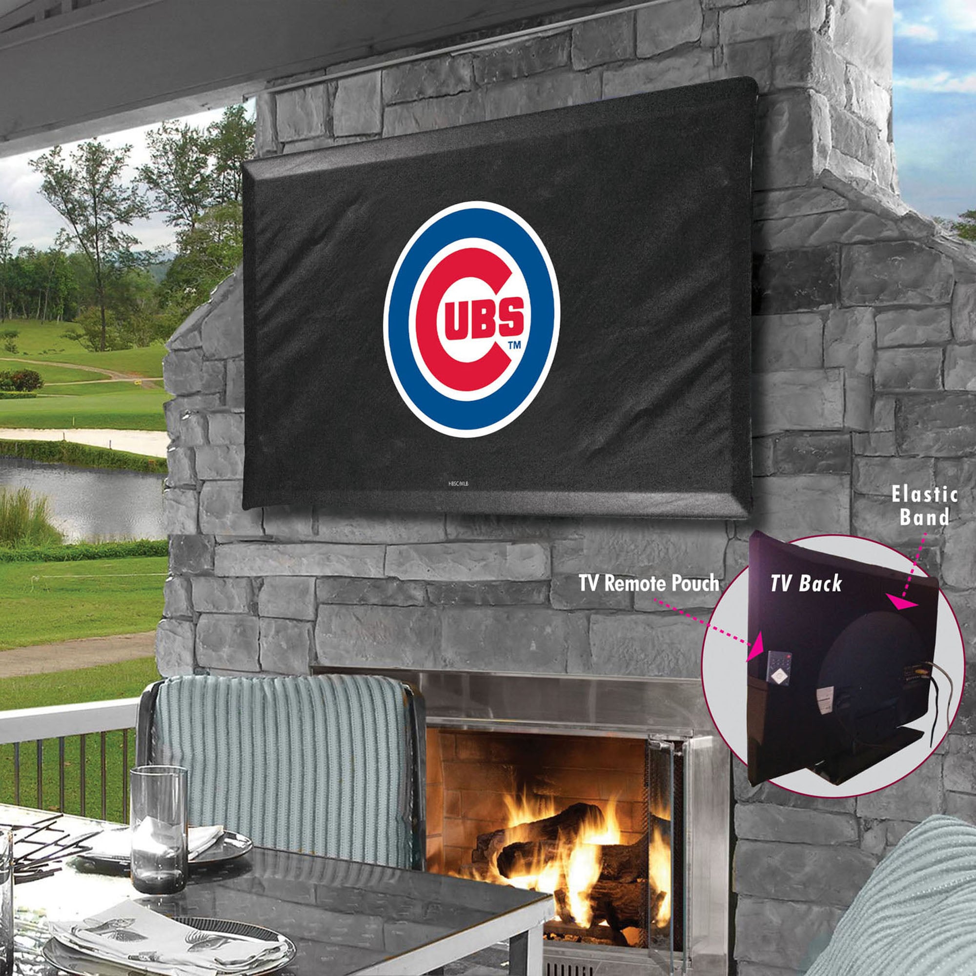 Black Chicago Cubs 60" x 37" TV Cover