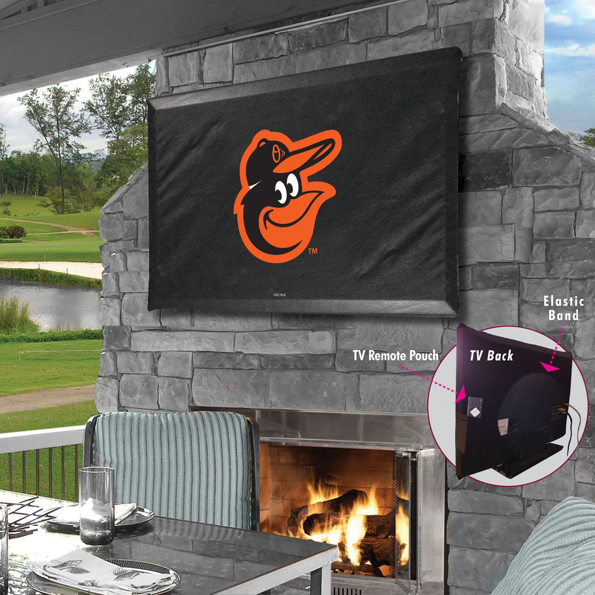 Black Baltimore Orioles 60" x 37" TV Cover