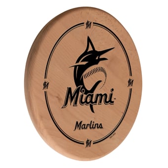 Natural Miami Marlins 13" Laser Engraved Solid Wood Sign