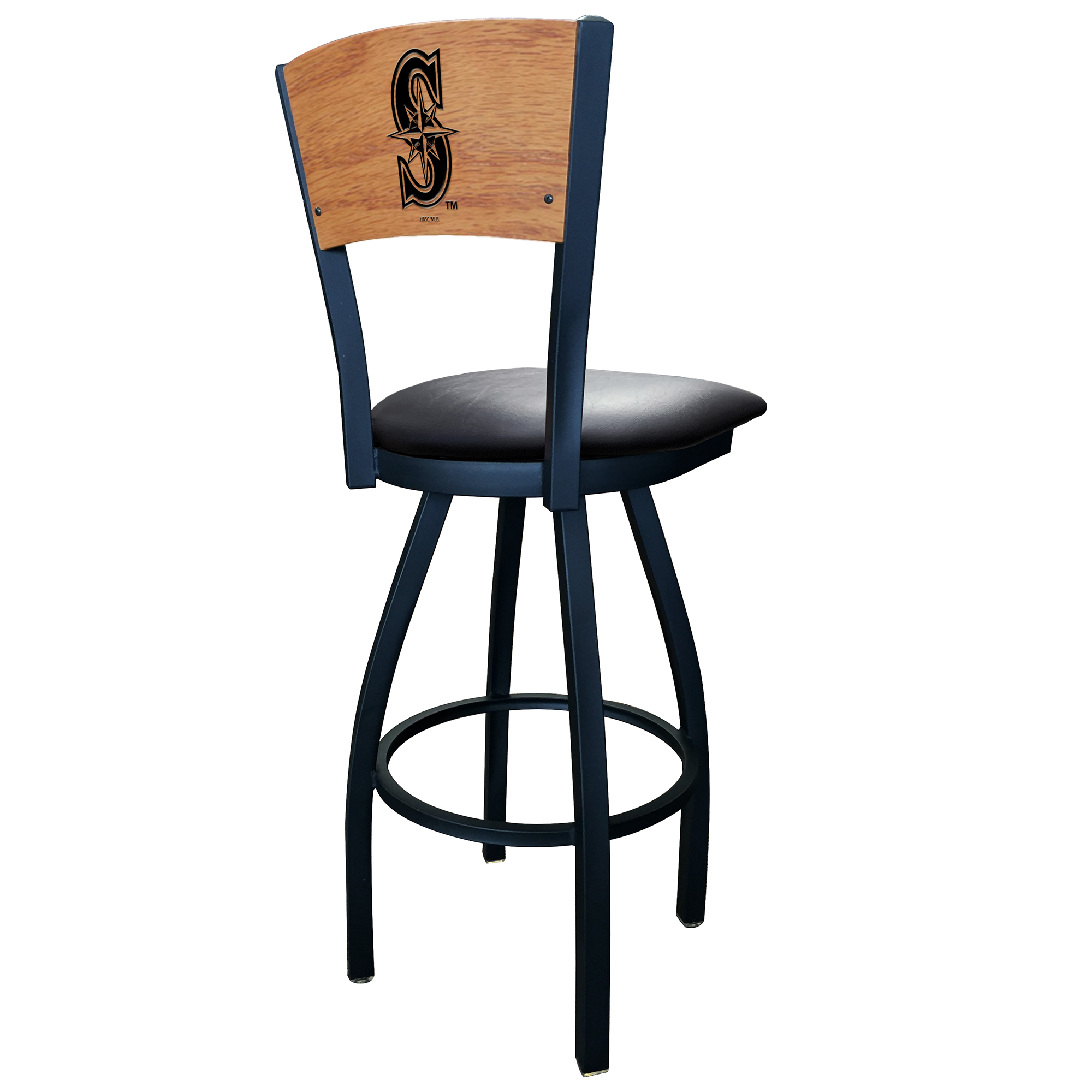 Black Seattle Mariners 30" Vinyl Swivel Laser Engraved Counter Stool