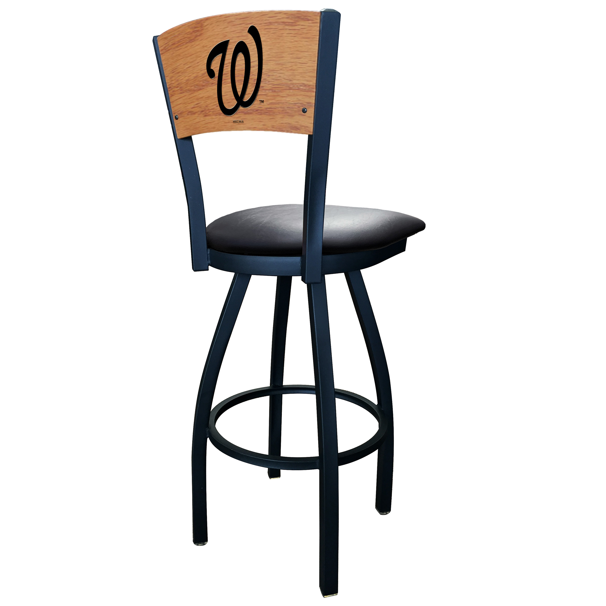 Black Washington Nationals 36" Vinyl Swivel Laser Engraved Counter Stool