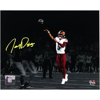 Jayden Daniels Washington Commanders Autographed 8" x 10" Throwing Spotlight Photograph