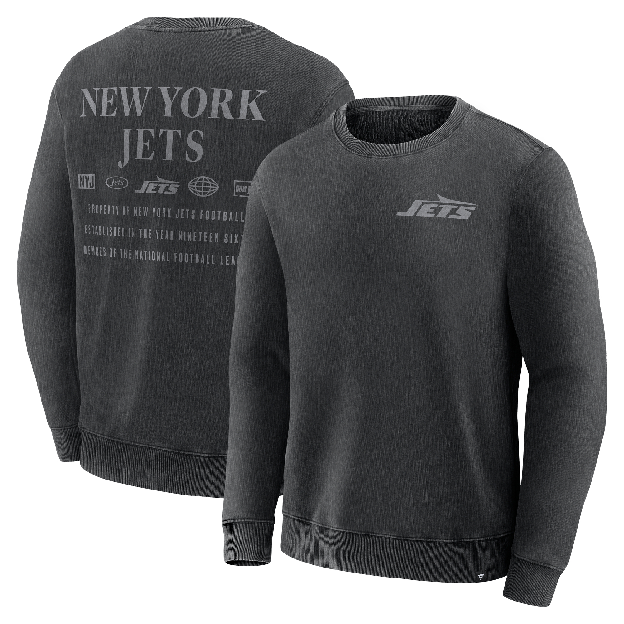 Men's Fanatics Black New York Jets Deep Route Pullover Sweatshirt