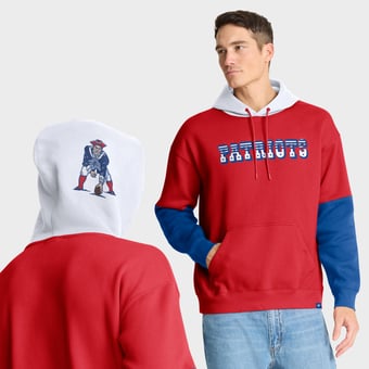 Men's Fanatics Red New England Patriots Helmet Retro Pullover Hoodie
