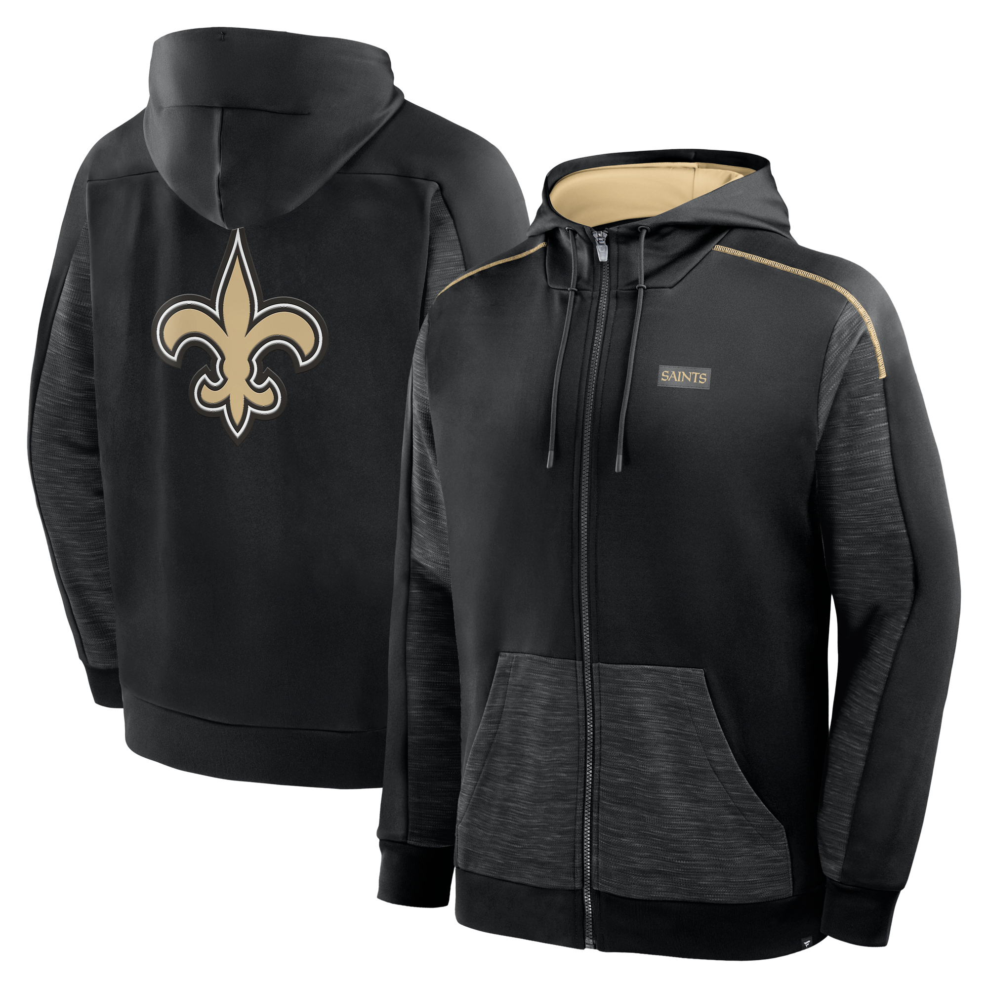 Men's Fanatics Black New Orleans Saints Checkdown Pass Full-Zip Hoodie