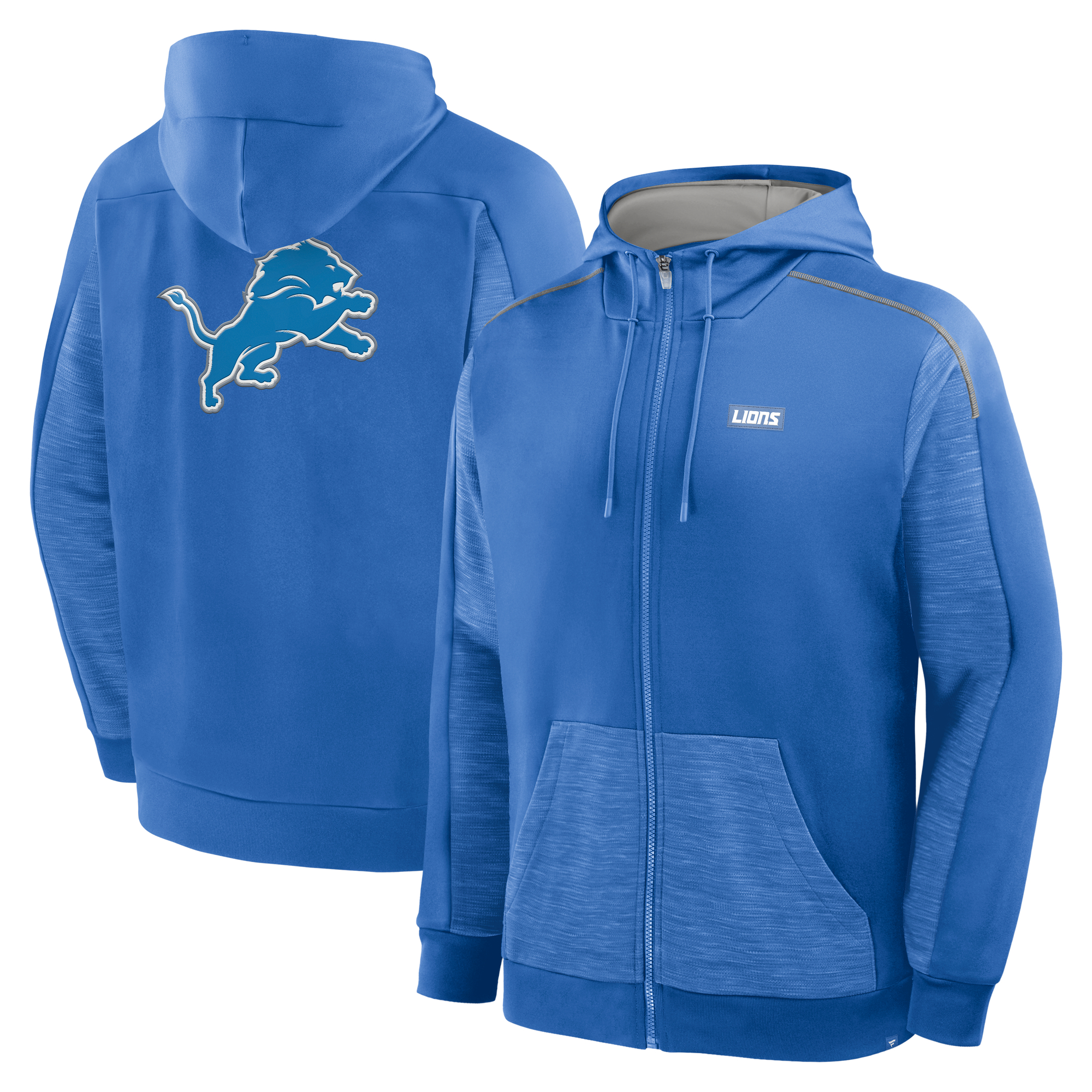 Men's Fanatics Blue Detroit Lions Checkdown Pass Full-Zip Hoodie
