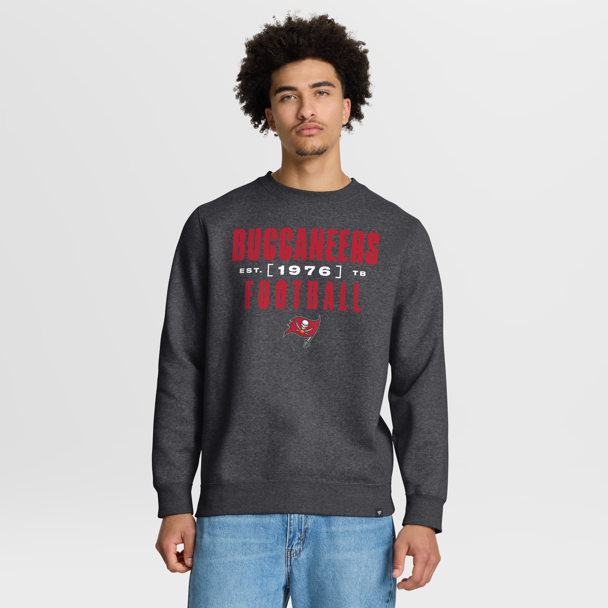 Men's Fanatics Heather Pewter Tampa Bay Buccaneers Powerful Throw Legacy Pullover Sweatshirt