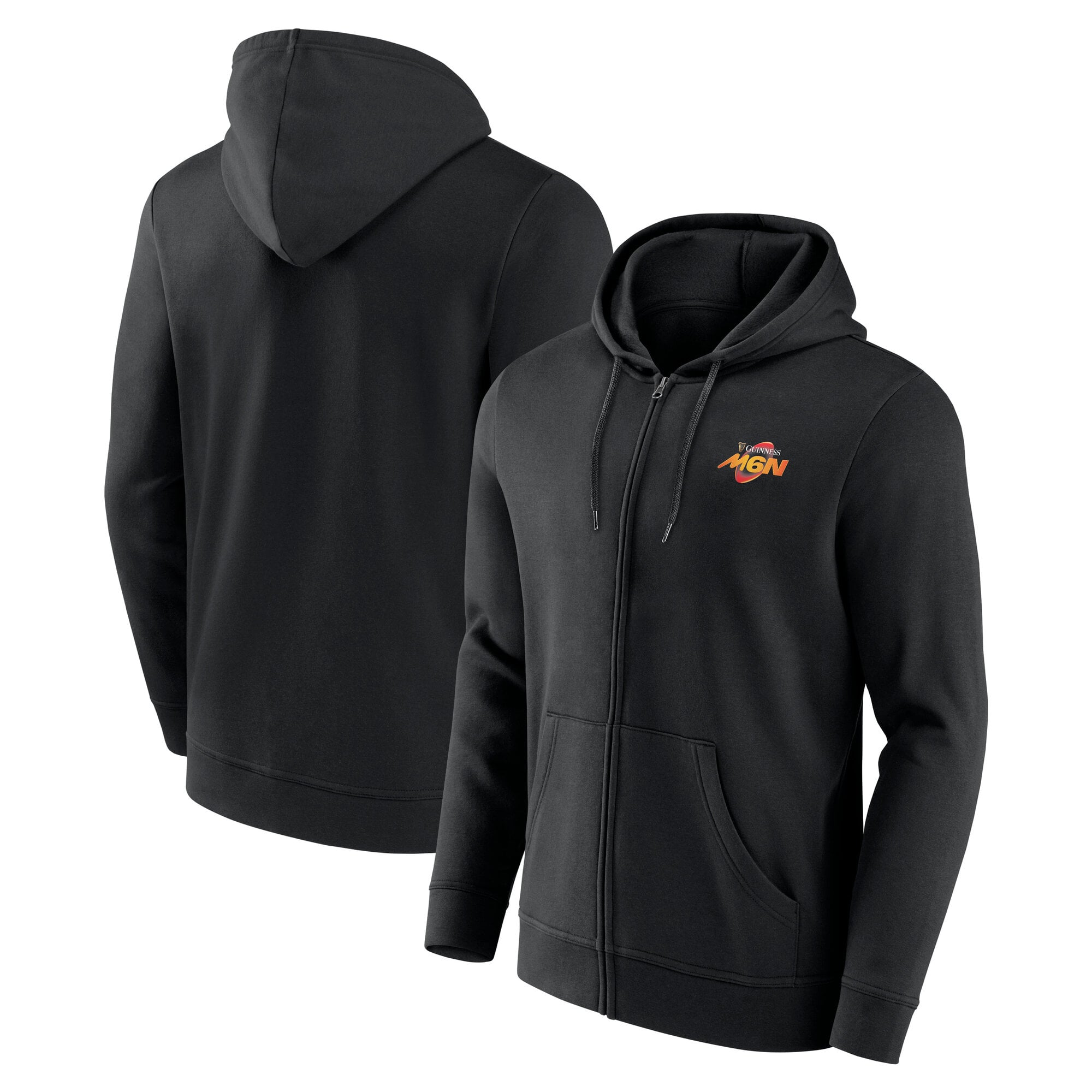 Felpa con cappuccio e zip intera con logo primario Guinness Six Nations - Nero
